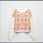 ZARA  Crochet Chenille Granny Square Patchwork Tutti Sweater Sz‎ S Photo 2