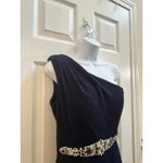 Eliza J  Blue Sparkle One Shoulder Asymmetrical Neckline Gown Size 6 Gala Wedding Photo 6