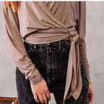 Buckle Top, Surplice Side Tie Top WILLOW & ROOT Size, XL Brown Photo 4