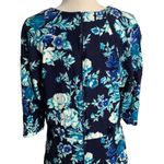 Vintage 80s Betsys Things Midi Dress 16 Blue Floral Dolman Sleeve Zip Belt Loops Photo 1