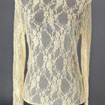 Women’s Sheer Sexy Cream Lace Floral Long Sleeve Top Bodycon Size L NWOT Size L Photo 0