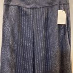 Rebecca Taylor  Navy Striped Wool Blend Wide Leg Pants Photo 1
