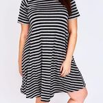 Enough about me gray & black striped T shirt dress Photo 0