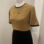 Sag Harbor VTG 90s Tan & Black Houndstooth Short Sleeve Crop Sweater Top Blouse Photo 13