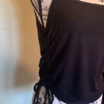 Antistar  Black Ribbed Side Tie Women's Medium Spaghetti Strap Top Photo 1