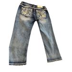 Miss Me Rhinestones embroidered capri jeans size 28 Photo 1