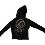Bebe Vintage Y2K Black Graphic Cropped Zip Up Hoodie 🔥 Photo 2
