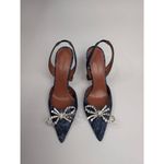 Amina Muaddi  Rosie 95mm slingback denim heels size 38 Photo 4