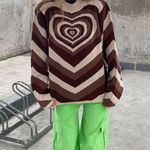 Boutique Y2K Aesthetic Brown Heart Knitted Pullover Sweater Photo 0