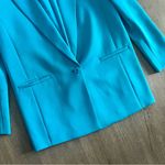 Alice + Olivia Shan Solid Oversized Satin Blazer - Ocean Blue - Size 4 Photo 6