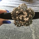 Anthropologie Black Rhinestone Flower Headband Photo 4