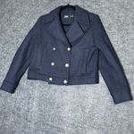 ZARA  WOMAN  WOOL BLEND CROPPED COAT JACKET GOLD BUTTON Navy size Small Photo 1