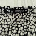 ZARA Black & White Pattern Ruffle Blouse Photo 1