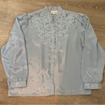 Vintage Womens Peony Light Blue Blouse Size 42 Large Photo 1