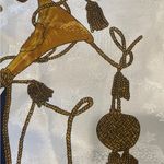 VTG 1970's Coat of Arms Scarf Polyester Iridescent White Blue Gold Square 33” Photo 5