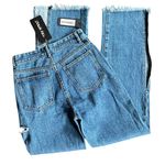 Momokrom Dolls Kill  MID blue Wide Leg Split Hem Jeans Photo 8