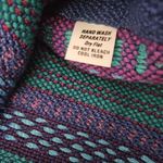 Handmade Sweater Women sz Med / Large Artsy Funky Tribal Knit Coogi Style Blue Photo 4