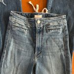 MOTHER laced hustler women’s Blue Ankle Cropped Jeans w Distressed Details sz 24 Photo 5