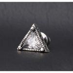 Boutique NEW Unisex Triangle Simulated Diamond 925 Silver Stud Earrings Photo 11