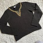 Vintage Isabella Bird Medium Merino Angora Cashmere Beaded Brown Sweater Green Photo 8