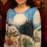 Collections Etc Women's Christmas Winter Scene Bedazzled Shirt Sz XL Festive Blue Photo 0