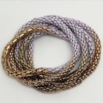 Jewelry Set Hoop Earrings and Five Elastic Stretch Bracelets Lavender and Gold Photo 2