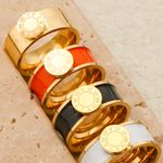 Classic stainless steel ring, Roman numeral design. Gold Color Size 6 Photo 2