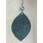 Frozen Hues Hand painted Wood Earrings with Silvery Bead Light Weight Handmade Photo 1