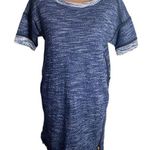 Madewell marled blue piped cuffed short sleeve sweatshirt dress with pockets S Photo 0