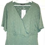 Bloomchic Eyelet Dress Plus Size Short Sleeve Sage Green Midi with Pockets 12 Photo 4