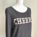 Wildfox  | Gray CHEERS! Waffle Knit Graphic Top Sz M Photo 4