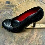 Women’s Black Leather Embroidered Pump Heels 7.5 Photo 12