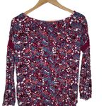 Roxy 3/4 Sleeve Floral Peasant Top Burgundy Size X-Large Photo 1