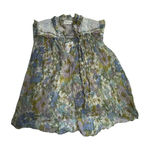 Zimmermann Super Eight Blouse Top Ruffle Blue Meadow size 2 Medium Photo 0