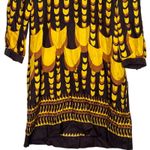 J.Crew  100% Silk Abstract Tunic 3/4 Sleeves Mini Dress Pockets 4 Brown Yellow Photo 3