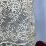 Poof! Boho One Button Closure Sheer Crochet Lace Sleeveless Top Cream Size Large Photo 3