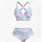 Rosegal Blue and Purple Mini Skater Skirt Resort Wear Size M Photo 2