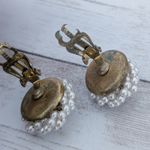 Vintage Clip On Earrings Faux Pearl Beaded Wrap 7/8" Photo 6