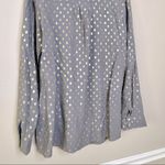 Anthropologie Monarc Grey Metallic Gold Polka-Dot Button Down Shirt Size Large Photo 8