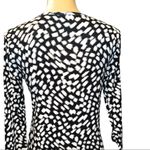 Rafaella  black and white print partial zip front cotton 3/4 sleeved top Photo 5