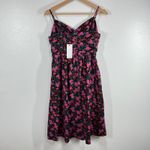 Socialite ‎ Black Floral Cutout Midi Dress MP Medium Petite Ruched Bust Cotton Photo 3