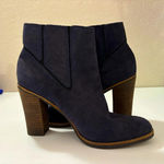 Lucky Brand Maldeev Blue Suede Pull On Heeled Booties Photo 0