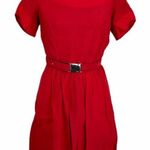 Andrew Marc  Red Skater Fit & Flare 6 Buckle Dress Retro Classic Photo 0