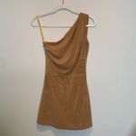 Bronx and Banco  One Shoulder Mesh Mini Dress Golden Tan Photo 1
