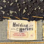 Holding Horses  Anthropologie Beaded Distressed Patch Western Denim Jacket Sz XS Photo 11