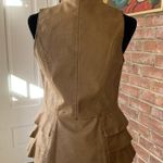 NWT V Cristina Cognac Faux Leather Peplum Vest S Photo 6