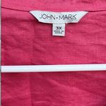 EUC John Mark Linen Ruched Sleeve
Button Front Wired Collar Top Deep Rose 3X Photo 2