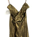 Fame and Partners  Gold Metallic Lame Wide Leg Backless‎ Jumpsuit Size US 2 Photo 2