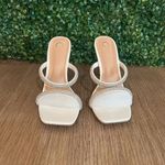 Journee Collection Reena White Rhinestone Heels Size 9 β Bridal Dressy Mule NEW Photo 5