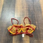 For Love & Lemons Intimates Lace Underwire Bra Size S Burgundy Gold Red Photo 1